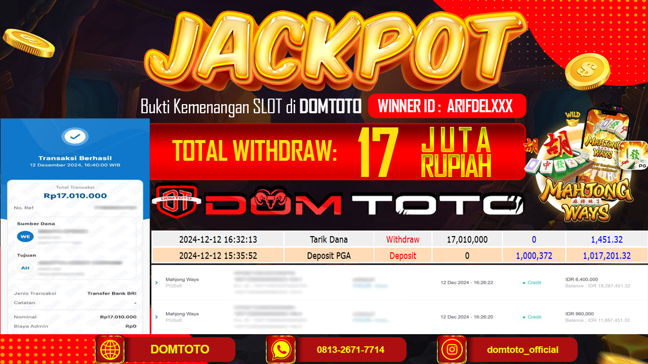 JACKPOT SLOT MAHJONG WAYS 12 DESEMBER 2024 